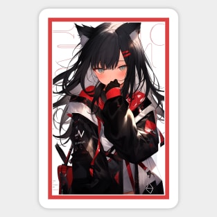 Aesthetic Anime Girl Red White Black | Quality Aesthetic Anime Design | Chibi Manga Anime Art Sticker